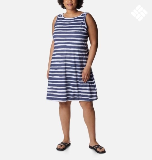 Women's Columbia Chill River Printed Dress Stripe | Plus Size CA-J341L